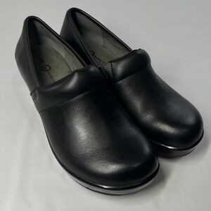 JBU Jambu Cordoba Clog Shoes Black Leather Slip On Wedge Women's Size 8M Comfort